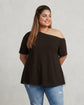 Pluswear Everyday One Shoulder A-Line Cotton Tshirt (Dark Brown)