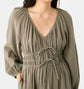 Plus Shirred Waist Lantern Sleeve Pockets Maxi Dress