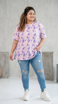 Pluswear Everyday Drop Shoulder Tie Dye A-Line Tshirt (Purple Mix)