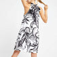 Plus Abstract Print Pleated Halter Neck Dress D3324