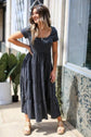 Fit & Flare Heather Grey Tiered Maxi Dress D3327