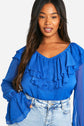 Plus Extreme Ruffle Chiffon Blouse D4009