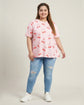 Pluswear Everyday Drop Shoulder Cherry Gingham Print A-Line Tshirt