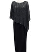 Plus Cold Shoulder Metalic Cape Attached Slit Hem Maxi Dress D3314