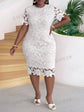 Plus Lace Overlay Bodycon Dress D1884