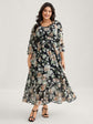 Plus Floral SweetHeart Neck Piping Detail Gathered Dress D4008
