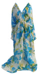 Plus Floral Print Surplice Neck Sheer Maxi Dress D4021