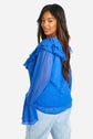 Plus Extreme Ruffle Chiffon Blouse D4009