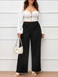 Pluswear Everyday Seam Details Elastic Waist Straight Pants