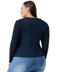 Pluswear Premium Cutout Neck Ribbed Top(Navy Blue)