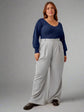 Pluswear Premium Plicated Hem Wide Leg High Waisted Pants (Light Grey)