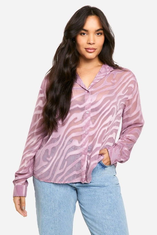 Plus Texture Details Sheer Shirt D4015