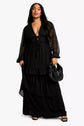 Plus Ruffle Flounce Sleeve Tiered Maxi  Dress D3297