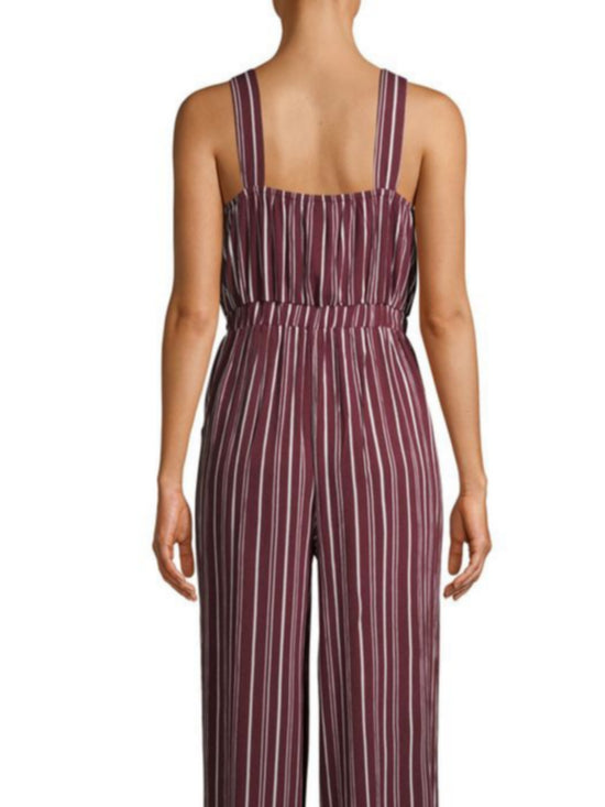 Plus Striped Knot Waist Jogger Fit Pocket Jumpsuit D3328