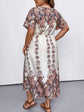 Plus Surplice Neck Floral Print Dress D2097