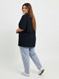 Pluswear Everyday Drop Shoulder Oversized Cotton Tshirt (Black)