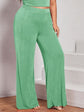 Plus Solid Wide Leg Mesh Pants D1898