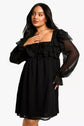Plus Ruffle Smock Mini Chiffon Dress D4014