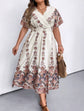 Plus Surplice Neck Floral Print Dress D2097