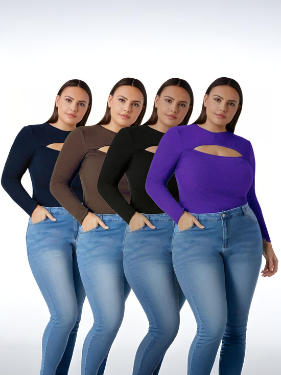 SAVE Rs. 200 - Pluswear Premium Ribbed Cutout Neck Top - Buy 2 Offer