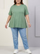 Pluswear Everyday Drop Shoulder PolySoft A-Line Tshirt (Hazel Green)