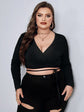 Pluswear Premium Wrap Knot Ribbed Top (Black)