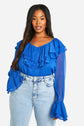 Plus Extreme Ruffle Chiffon Blouse D4009