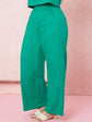 Plus Solid Wide Leg Pants (Green) T1231