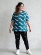 Pluswear Everyday Drop Shoulder Tie Dye A-Line Tshirt (Blueish Green)