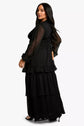 Plus Ruffle Flounce Sleeve Tiered Maxi  Dress D3297