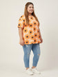 Pluswear Everyday Drop Shoulder Sunflower Yellow Print A-Line Tshirt