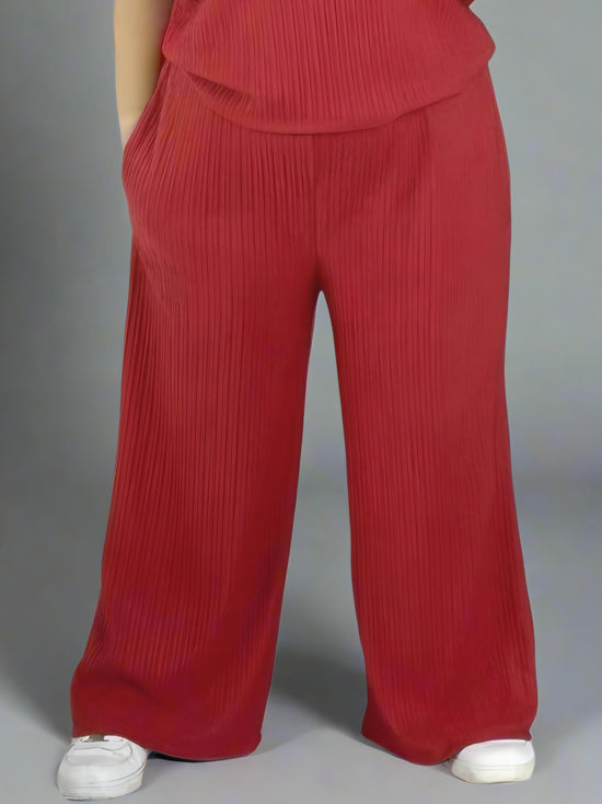 Pluswear Premium Pocket Wide Leg Pants (Carmine Red)