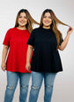 2-Pack Pluswear Everyday Drop Shoulder A-Line Cotton Tshirt (Black & Red)