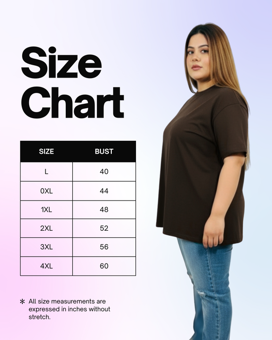 Pluswear Everyday Drop Shoulder A-Line Cotton Tshirt (Brown)