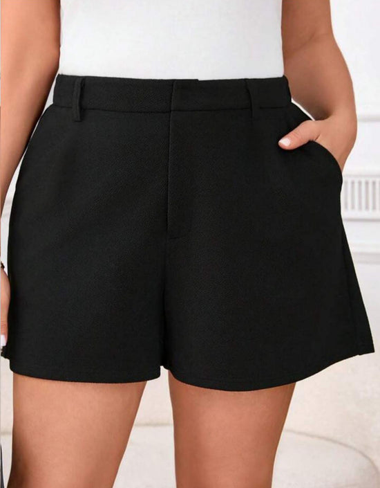 Pluswear Premium Formal High Waisted Shorts (Black)