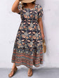 Plus Square Neck Floral Print Dress D3190