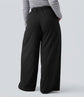 Pluswear Everyday Cotton Wide Leg High Waisted Pocket Joggers (Black)