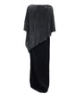 Plus Cold Shoulder Metalic Cape Attached Slit Hem Maxi Dress D3314