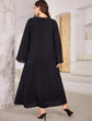 Plus Trumpet Sleeve Solid Dress D2070