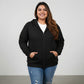 Pluswear Zipper Oversized Pocket Fleece Hoodie (Black)