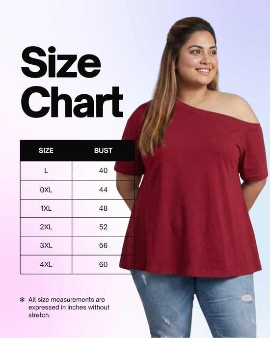 Pluswear Everyday One Shoulder A-Line Cotton Tshirt (Red)