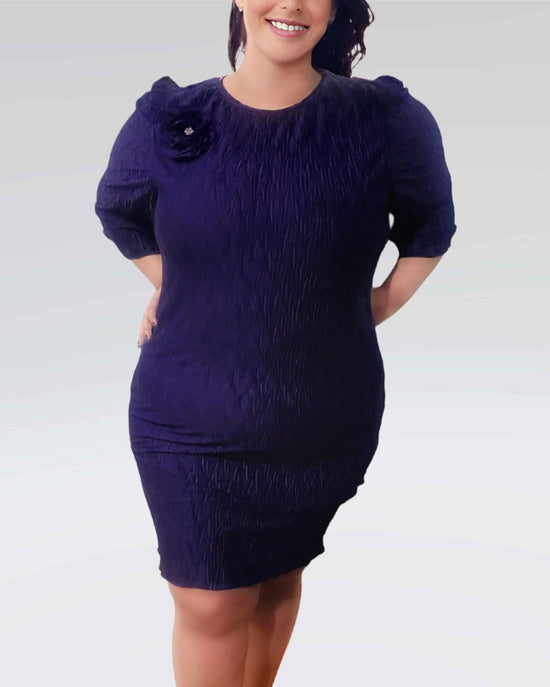 Plus Wrinkles Layer Hem Applique Detail Bodycon Dress D4016