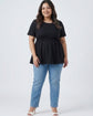 Pluswear Cotton Round Neck Peplum Tee (Black)