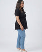 Pluswear Cotton Round Neck Peplum Tee (Black)