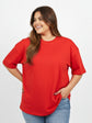 Pluswear Everyday Drop Shoulder Oversized Cotton Tshirt (Red)
