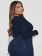 Pluswear Premium Ribbed Square Neck Top (Navy Blue)