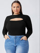 Plus Premium Cutout Neck Ribbed Top