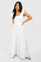 Plus Shirred Ruffle Hem Maxi Dress D3307