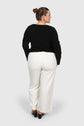 Pluswear Premium Tie Front Ribbed Top (Black)