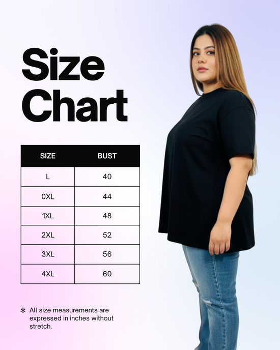 Pluswear Everyday Drop Shoulder A-Line Cotton Tshirt (Black)